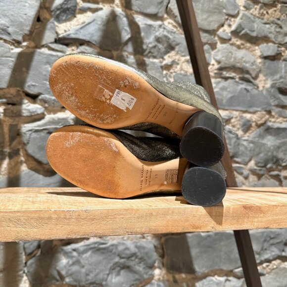 Isabel Marant Garrett Metallic Gold Heeled Accent Booties - Picture 7 of 11